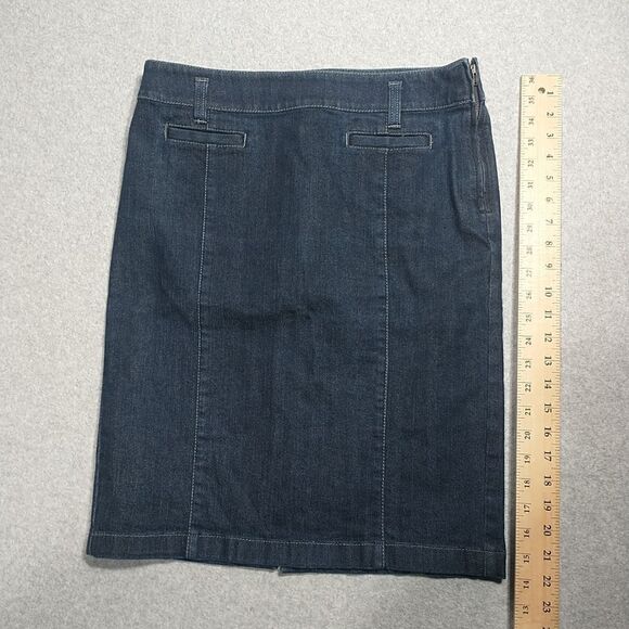 Ann Taylor Denim Pencil Skirt Size 4 Blue Jean Side Zip Pockets Career. - Picture 2 of 7